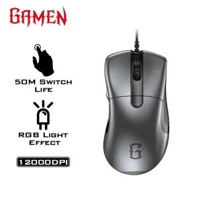 GAMEN GM810 Braided Wire RGB Macro Define Gaming Mouse 12000DPI
