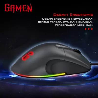 GAMEN GM810 Braided Wire RGB Macro Define Gaming Mouse 12000DPI