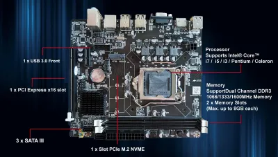 Motherboard Venom RX H61 NVMe Support LGA 1155