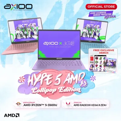 AXIOO MYBOOK HYPE 5 AMD X3 LOLIPOP EDITION JKT48/ AMD Ryzen 5-3500U / 8GB DDR4 / SSD 256 GB NVMe / 14" FHD IPS / DOS