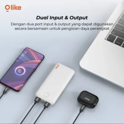 Olike P1 Powerbank 10000mAh Dual Port USB Type-C With LED