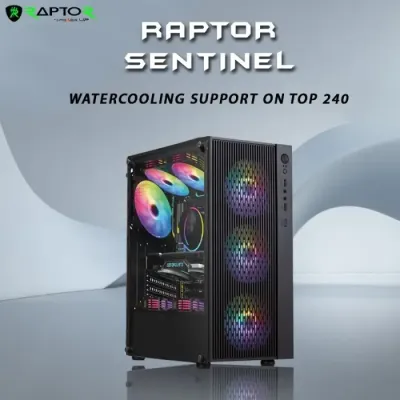 RAPTOR SENTINEL 3 Fan RGB Include ATX MATX Gaming PC Case