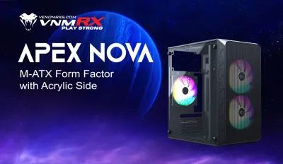 Venomrx APEX NOVA - Micro ATX Acrylic Side Panel 2x12CM FIXED RGB Fan