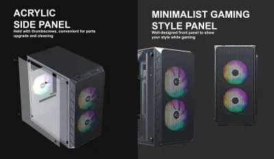 Venomrx APEX NOVA - Micro ATX Acrylic Side Panel 2x12CM FIXED RGB Fan