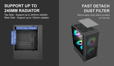 VenomRX Casing PC Hyperion M-ATX With 2x120mm Fixed RGB Fan