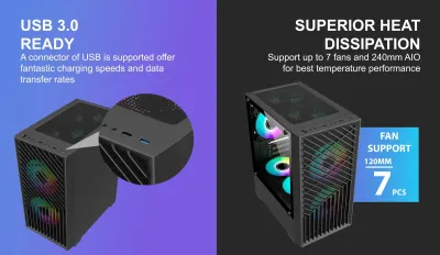 VenomRX Casing PC Hyperion M-ATX With 2x120mm Fixed RGB Fan