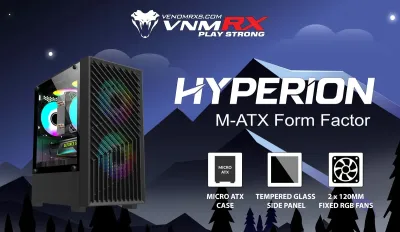 VenomRX Casing PC Hyperion M-ATX With 2x120mm Fixed RGB Fan