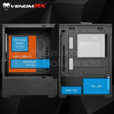 Venomrx Mars Tempered Glass M-Atx Gaming Case