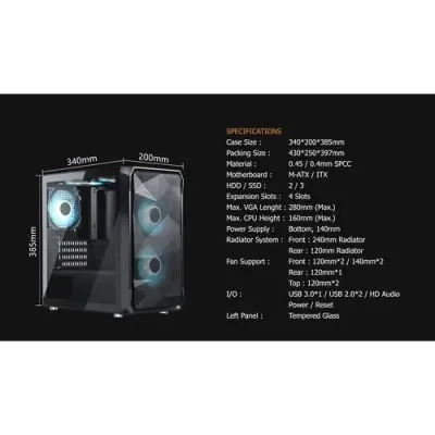 VENOMRX PRAVA INCLUDE 2 FAN ARGB - mATX