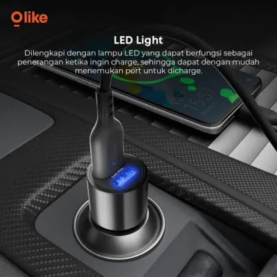 Olike R1C Car Charger 5V 2.4A DUAL USB Output Charger Mobil Kabel usb Type C