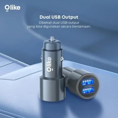 Olike R1C Car Charger 5V 2.4A DUAL USB Output Charger Mobil Kabel usb Type C