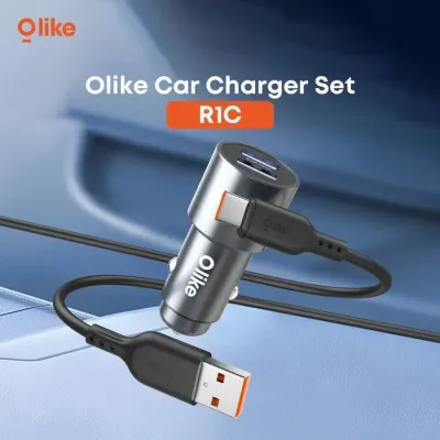 Olike R1C Car Charger 5V 2.4A DUAL USB Output Charger Mobil Kabel usb Type C