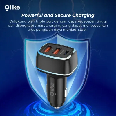 Olike R3 Car Charger Dual USB Type C Fast Charging PD 20W LED Light