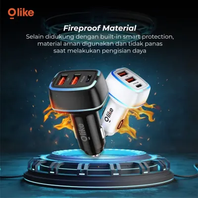 Olike R3 Car Charger Dual USB Type C Fast Charging PD 20W LED Light