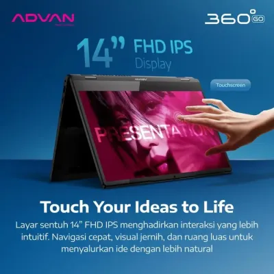 Advan 360 GO AMD Ryzen 3 3200U 8GB SSD 256GB 14″FHD IPS Touchscreen Win11